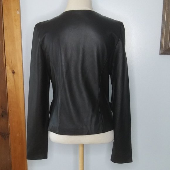 Geren Ford Black Leather Moto Jacket Coat silk lining  asymmetrical zipper Small - Picture 8 of 17